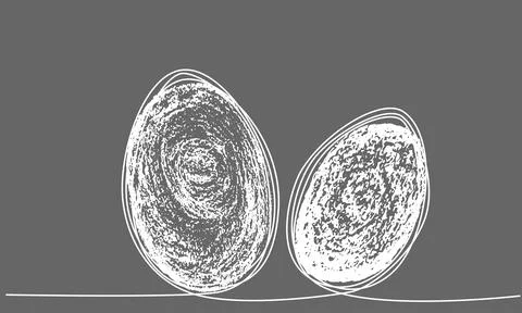 Easter eggs with line and hand draw grunge texture.Vector stock illustration Stock Illustration