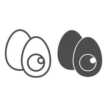 Easter Eggs line and solid icon. Cutted half egg silhouette with a yolk outline 스톡 일러스트
