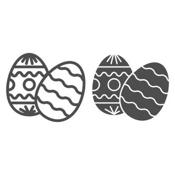 Easter eggs line and solid icon. Two egg gift wavy pattern and circles, lines 스톡 일러스트