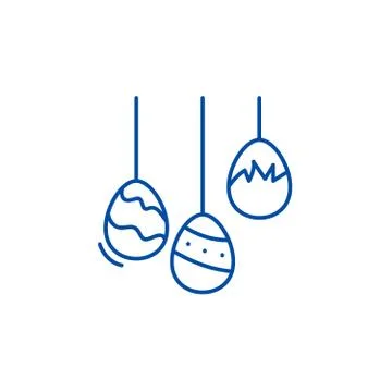 Easter eggs line icon concept. Easter eggs flat vector symbol, sign, outline Stock Illustration