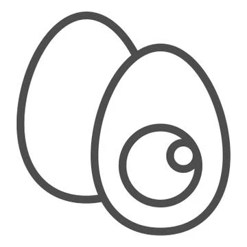 Easter Eggs line icon. Cutted half egg silhouette with a yolk outline style 스톡 일러스트