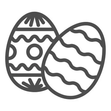 Easter eggs line icon. Two traditional egg gift wavy pattern and circles, lines Stock Illustration
