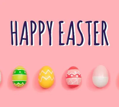 Easter eggs. Lined up with different colors and patterns. Stock Illustration