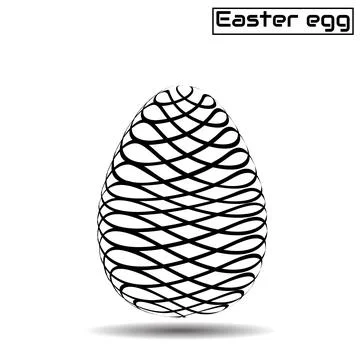 Easter eggs of lines. Black and white graphics, zebra style. Vector illustr.. Stock Illustration