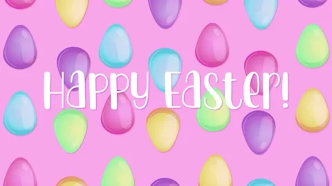 Easter eggs loop animation with parallax effect and happy easter text. Pastel Stock Footage 171082648