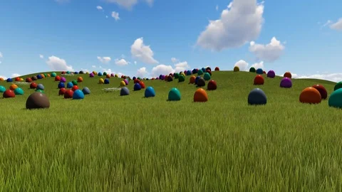 Easter eggs on the meadow Stock Footage 95692435