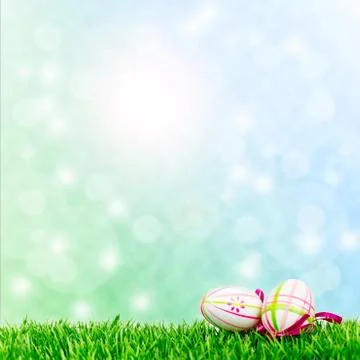 Easter eggs on meadow Stock Illustration
