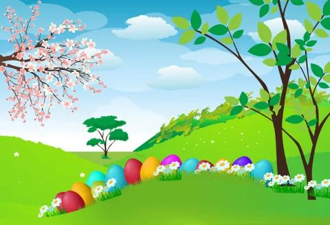Easter eggs in the Meadow Illustrazione stock