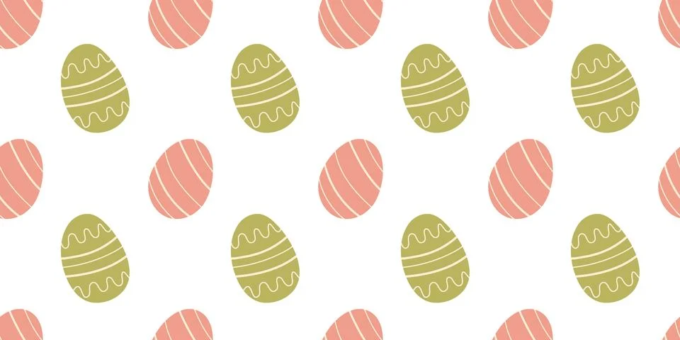 Easter Eggs minimalist seamless pattern background. Simple hand drawn vector  Illustrazione stock