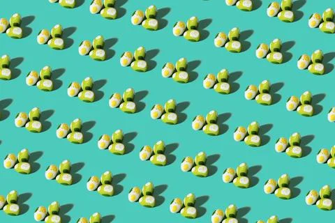 Easter eggs on mint background pattern 스톡 사진