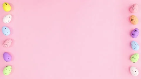 Easter eggs move on left and right side. Stop motion Stock Footage 147739998