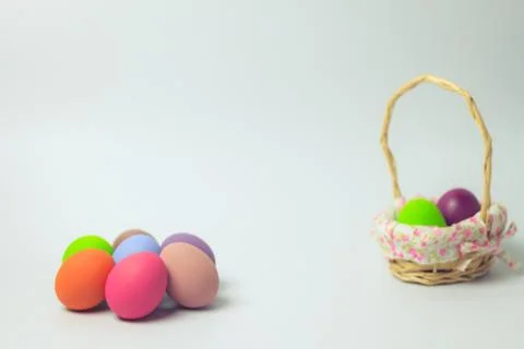Easter eggs multicolor with white background. Stock Photos