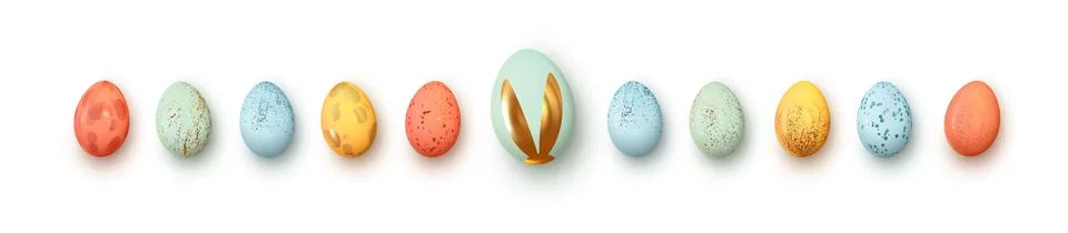Easter eggs multicolored set realistic isolated. Vector illustration Stock Illustration