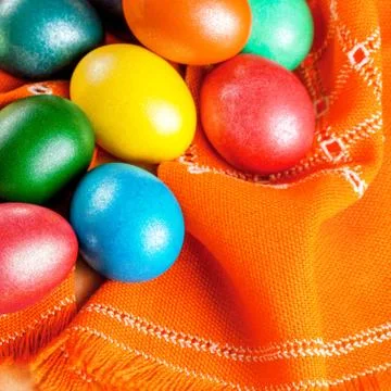 Easter eggs on the napkin Stock Photos