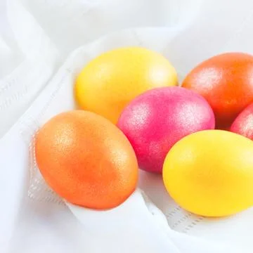 Easter eggs on the napkin Stock Photos