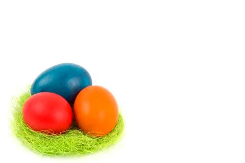 Easter eggs in the nest, a background Stock Photos