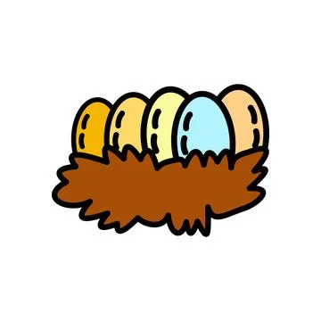 Easter eggs in the nest. Eggs illustration in doodle style. design graphic Stock Illustration