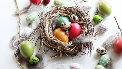 Easter eggs in nest Stock Footage 106107113