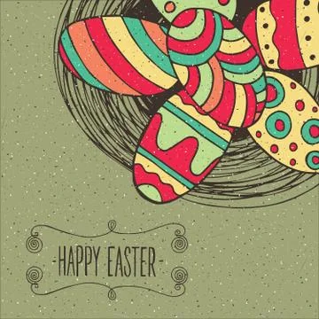 Easter eggs in nest Stock Illustration