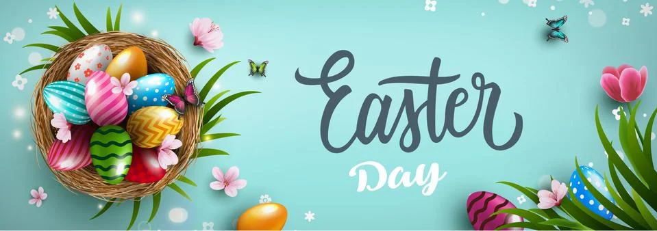 Easter eggs in the nest Stock Illustration