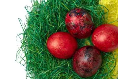 Easter eggs in nest Foto stock