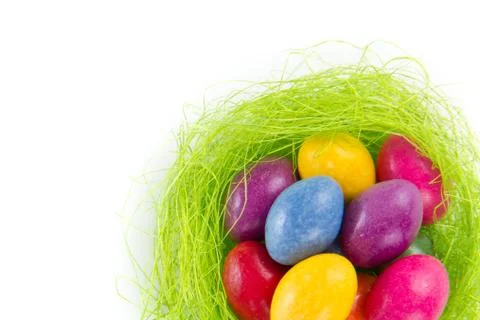 Easter eggs in nest Stock Photos
