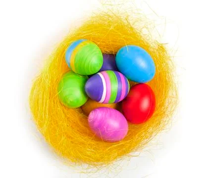 Easter eggs in the nest Stock Photos