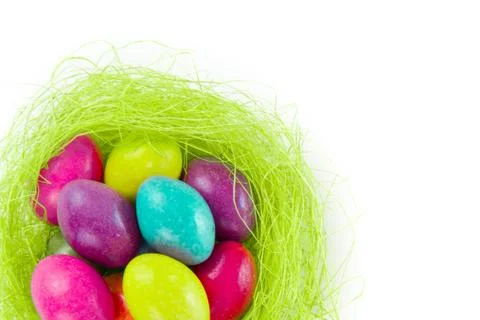 Easter eggs in nest Stock Photos