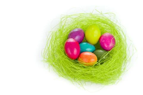 Easter eggs in nest Stock Photos