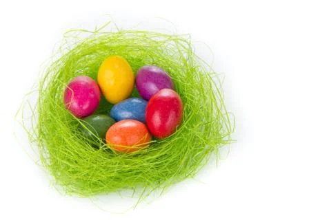 Easter eggs in nest Stock Photos