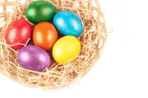 Easter eggs in nest Foto stock