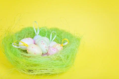 Easter eggs in nest 写真素材