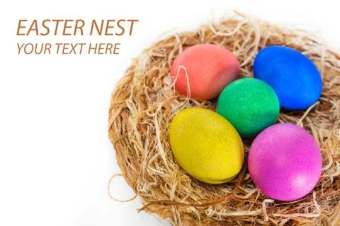 Easter eggs in the nest Stock Photos