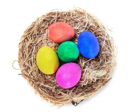 Easter eggs in the nest Stock Photos