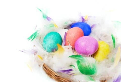 Easter eggs in the nest 스톡 사진