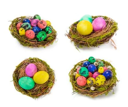 Easter eggs in the nest Stock Photos