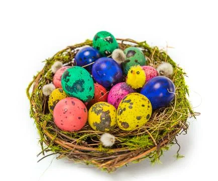 Easter eggs in the nest Foto stock