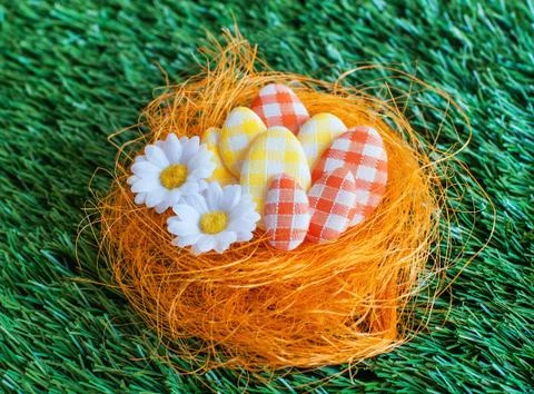 Easter eggs in a nest Stock Photos