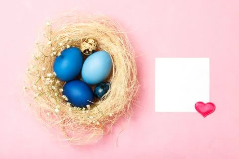 Easter eggs in a nest Stock Photos