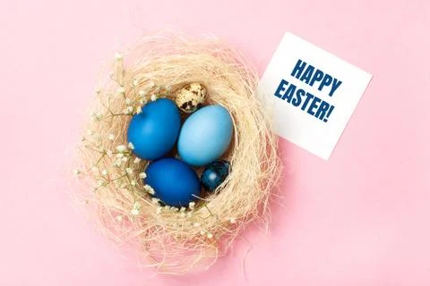 Easter eggs in a nest Stock Photos