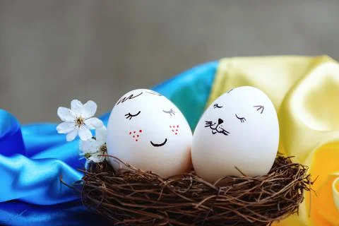 Easter eggs in the nest Stock Photos