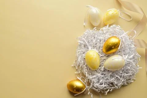 Easter eggs in a nest Stock Photos