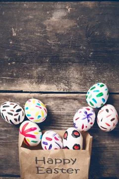 Easter Eggs on old boards. Foto stock