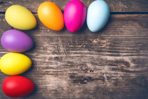 Easter Eggs on old boards. Foto stock