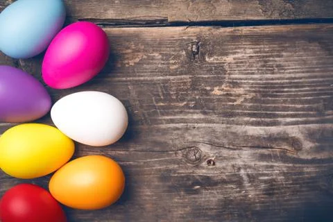 Easter Eggs on old boards. Stock-Fotos