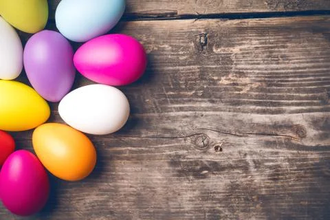 Easter Eggs on old boards. Foto stock
