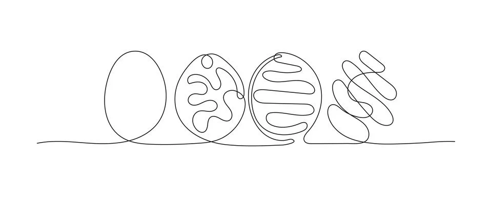 Easter Eggs one Continuous Line minimalist illustration. Simple Hand drawn Eg Stock Illustration