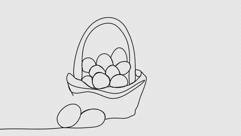 Easter eggs, one line drawing animation. Video clip with alpha channel. Stock Footage 264117905