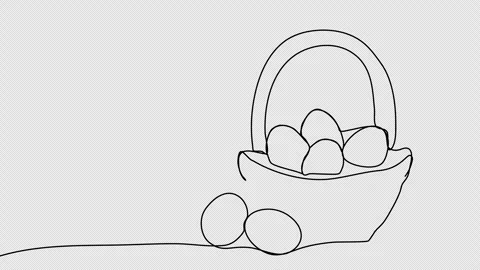 Easter eggs, one line drawing animation. Video clip with alpha channel. Stock Footage 264118140