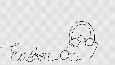Easter eggs, one line drawing animation. Video clip with alpha channel. Stock Footage 264118195